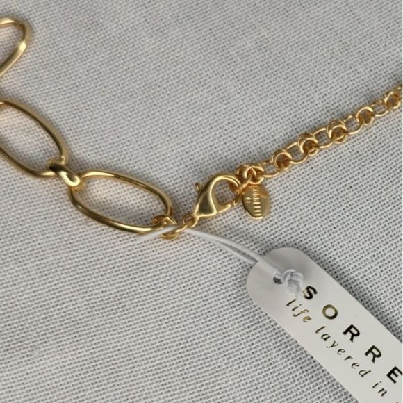 SORRELLI Necklace Gold Plated Chain Link Crystal Paige Tennis Gold Plated - Picture 6 of 8